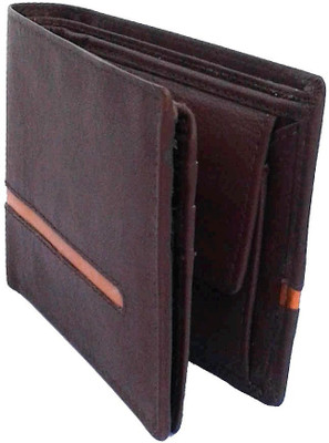 NUKAICHAU Men Brown Genuine Leather Wallet(8 Card Slots)