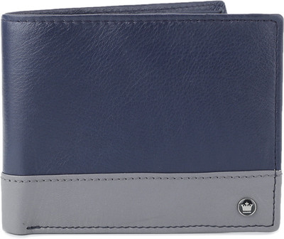 

Louis Philippe Men Grey, Blue Genuine Leather Wallet(8 Card Slots), Navy and grey