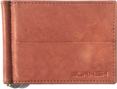 

Burnish Men Tan Genuine Leather Money Clip(6 Card Slots)