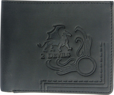 

2 Devils Men Black Artificial Leather Wallet(7 Card Slots), Multicolor