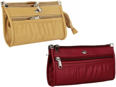 

Feel sixteen Girls Casual Multicolor Genuine Leather Wallet(8 Card Slots), Feel beige n marun pancha11