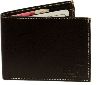 

DEQAN Men Brown Genuine Leather Wallet(8 Card Slots)