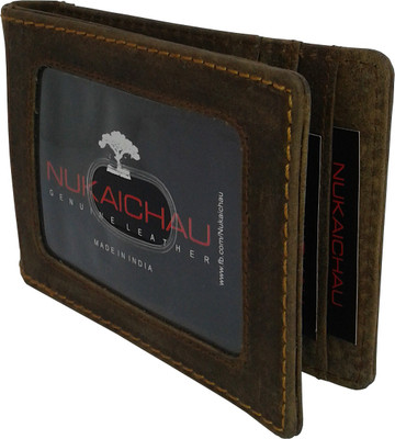 

NUKAICHAU Men Brown Genuine Leather Money Clip(6 Card Slots), Hun brn clip 6