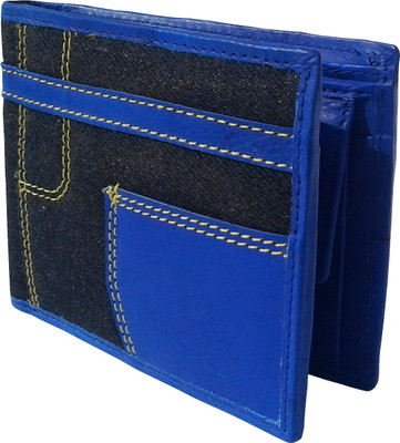 

THE NUKAICHAU Men Casual Blue Genuine Leather Wallet(3 Card Slots), Blu 3