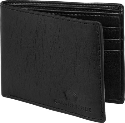 

Grande Mode Men Black Genuine Leather Wallet(6 Card Slots), Black-01