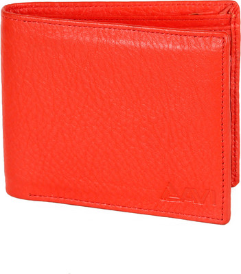 

AVI Men Red Genuine Leather Wallet(4 Card Slots)