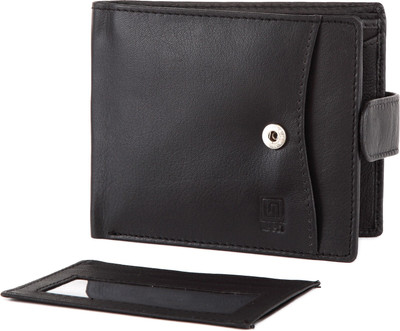 

U+N Men Black Genuine Leather Wallet(6 Card Slots)