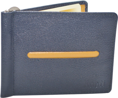 

Knott Men Blue, Yellow Genuine Leather Money Clip(10 Card Slots), Blue/ylw-04