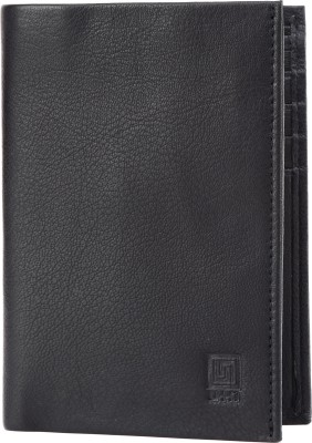 

U+N Men Black Genuine Leather Wallet(8 Card Slots)