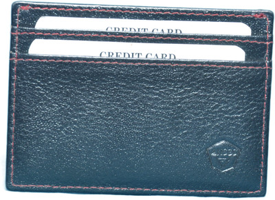 

ANSSS Men Black Genuine Leather Card Holder(5 Card Slots), Black red