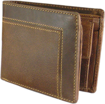 

Hidelink Men Brown Genuine Leather Wallet(9 Card Slots)