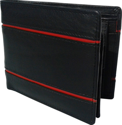 

NUKAICHAU Men Red Genuine Leather Wallet(7 Card Slots), Blk red 7