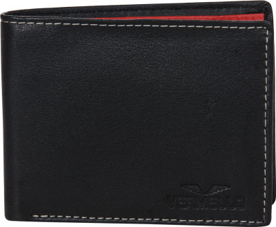 

Vermello Men Black Genuine Leather Wallet(3 Card Slots)
