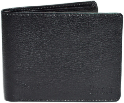 

Knott Men Black Genuine Leather Wallet(9 Card Slots), Black-04