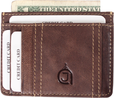 

AzraJamil Men Brown Genuine Leather Card Holder(4 Card Slots), Dark brown
