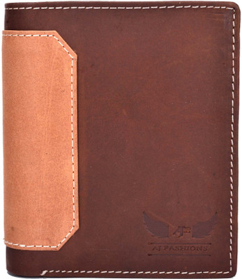 

AJ Fashions Men Brown Genuine Leather Wallet(9 Card Slots)