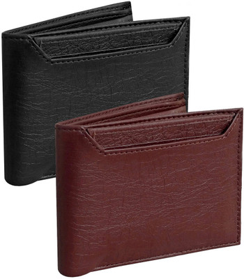 

Pellcaso Men Brown Artificial Leather Wallet(6 Card Slots), Black & brown