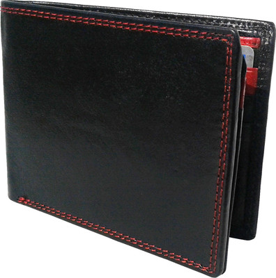 

THE NUKAICHAU Men Red Genuine Leather Wallet(10 Card Slots), Blk red 10