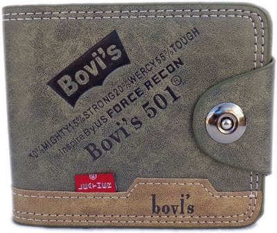 

Bovis Men Green Artificial Leather Wallet(11 Card Slots), Military green