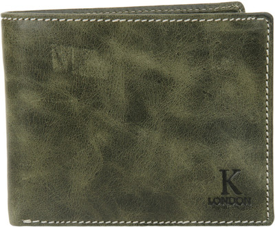 

K London Men Green Genuine Leather Wallet(6 Card Slots)