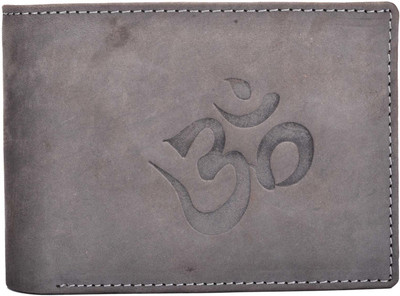 

AJ Fashions Men Grey Genuine Leather Wallet(9 Card Slots), Metal grey