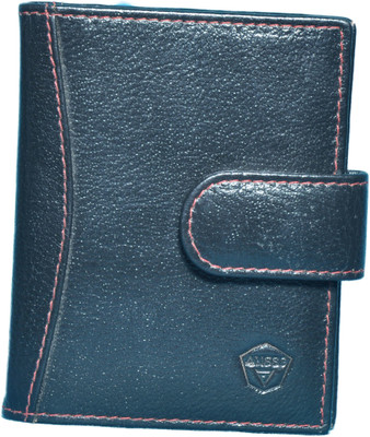 

ANSSS Men Black Genuine Leather Card Holder(18 Card Slots), Black red