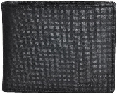 

Second Skin Men Black Genuine Leather Wallet(10 Card Slots)