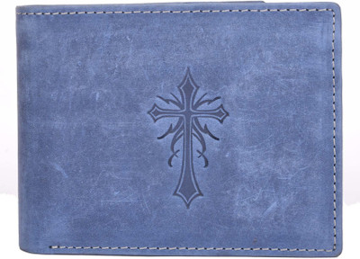 

AJ Fashions Men Blue Genuine Leather Wallet(9 Card Slots), Denim blue