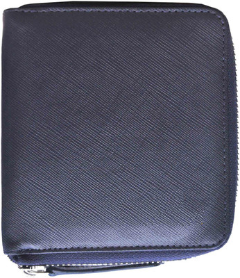 

Death by Color Men Blue Genuine Leather Wallet(10 Card Slots)