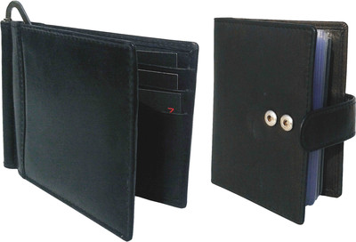 

NUKAICHAU Men Black Genuine Leather Money Clip(6 Card Slots)