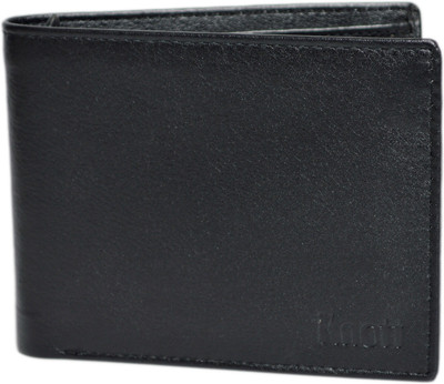 Knott Men Black Genuine Leather Wallet(7 Card Slots), Black-06