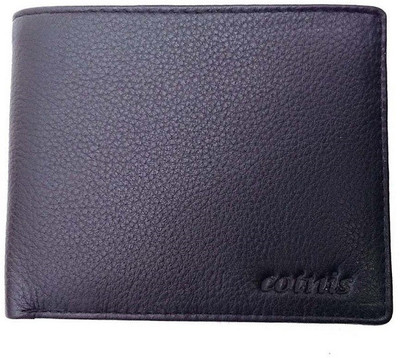 

Cotnis Men Black Genuine Leather Wallet(3 Card Slots), Multicolor