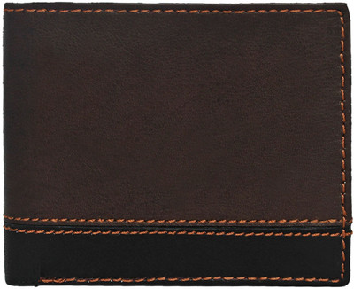 Purseus Men Brown Genuine Leather Wallet(8 Card Slots)