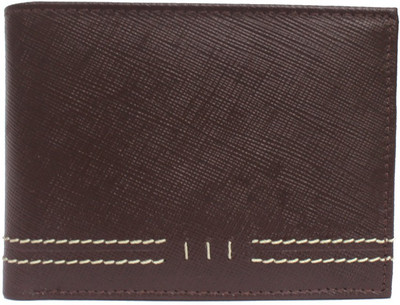 Accezory Men Brown Genuine Leather Wallet(10 Card Slots)