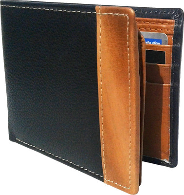 

NUKAICHAU Men Tan Genuine Leather Wallet(6 Card Slots), Blk tan 6