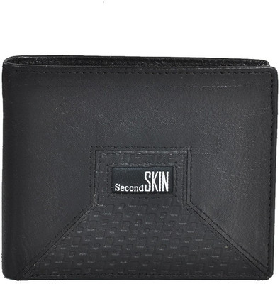 

Second Skin Men Black Genuine Leather Wallet(10 Card Slots)