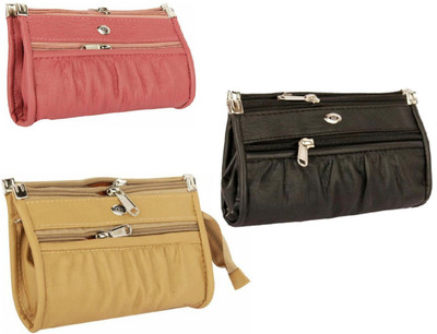 

Feel sixteen Girls Casual Multicolor Genuine Leather Wallet(12 Card Slots), Feel bl pink n beige pancha21