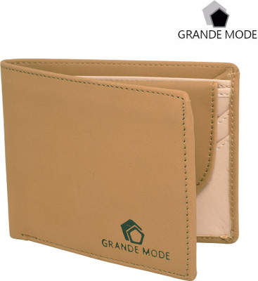 

Grande Mode Men Khaki Genuine Leather Wallet(4 Card Slots), Khaki-02