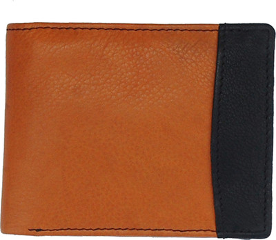 

Divoto Men Tan Genuine Leather Wallet(2 Card Slots), Black and tan