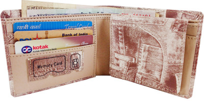 TnW Men Beige Canvas Wallet(3 Card Slots), Light brown