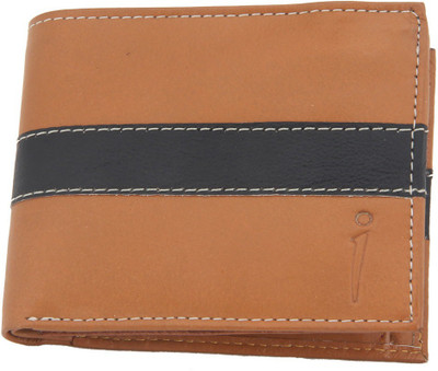 

In Touch Men Tan, Black Genuine Leather Wallet(6 Card Slots), Black;tan