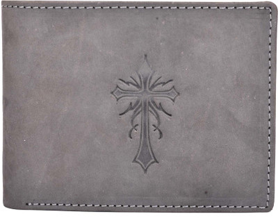

AJ Fashions Men Grey Genuine Leather Wallet(11 Card Slots), Metal grey