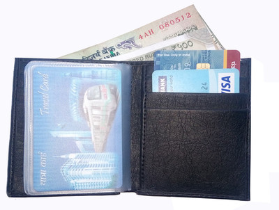 

Eagle Buzz Men Black Genuine Leather Wallet(12 Card Slots), Black-brown