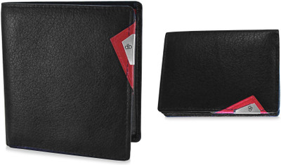 

My Pac Db Men Black Genuine Leather Wallet(6 Card Slots), Black;red