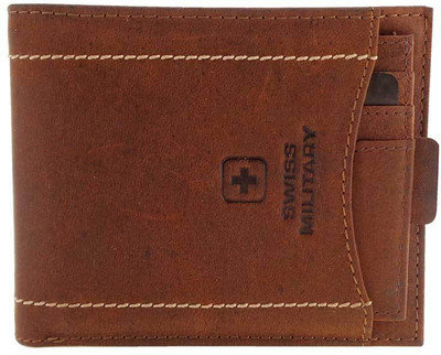 

Swiss Military Men Formal Brown Genuine Leather Wallet(11 Card Slots)