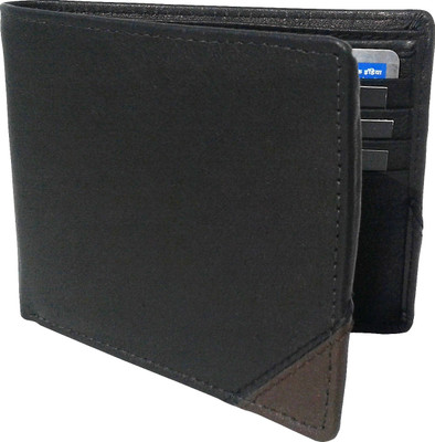 

THE NUKAICHAU Men Black Genuine Leather Wallet(8 Card Slots), Blk brn 8