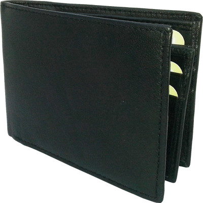 

REBECO Men Black Genuine Leather Wallet(8 Card Slots)