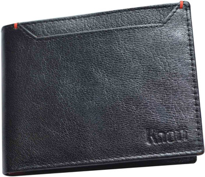

Knott Men Black, Red Genuine Leather Wallet(5 Card Slots), Black-11