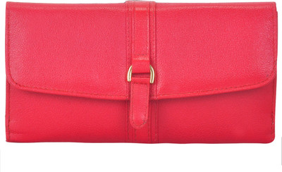 

VALENORE Women Casual Pink Genuine Leather Wallet(12 Card Slots), Red