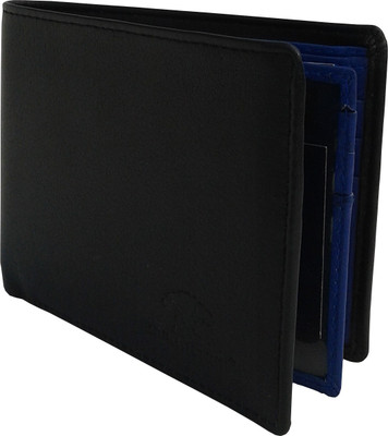 

NUKAICHAU Men Black Genuine Leather Wallet(10 Card Slots), Blk-blu-10